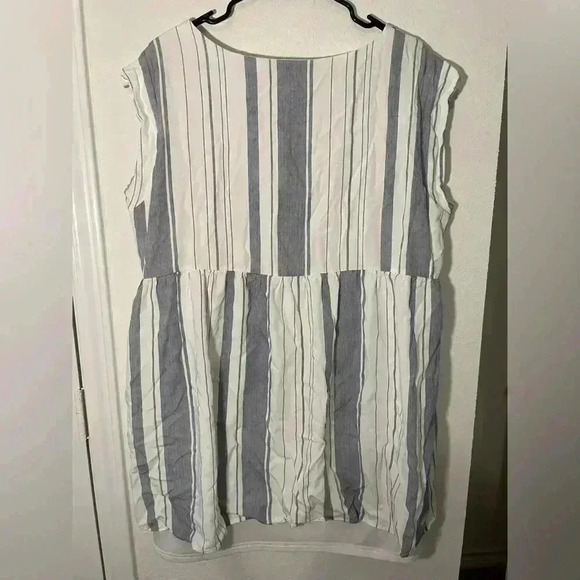 Savanna Jane Multicolor Striped Embroidered Cap Sleeves Tunic Blouse Top Size 2X - Picture 7 of 8